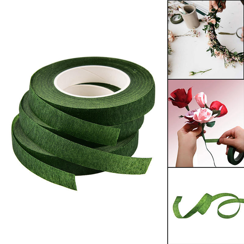 Durable Rolls Waterproof Green Florist Stem Elastic Tape Floral Flower 12Mm Tape