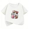 Leopardenmuster Katze T-Shirts Kurzarm Katze Lustig Manga Kinder Kinder T-Shirt Jungen Mädchen Lässiges Oberteil T-Shirt Sommer Frühling