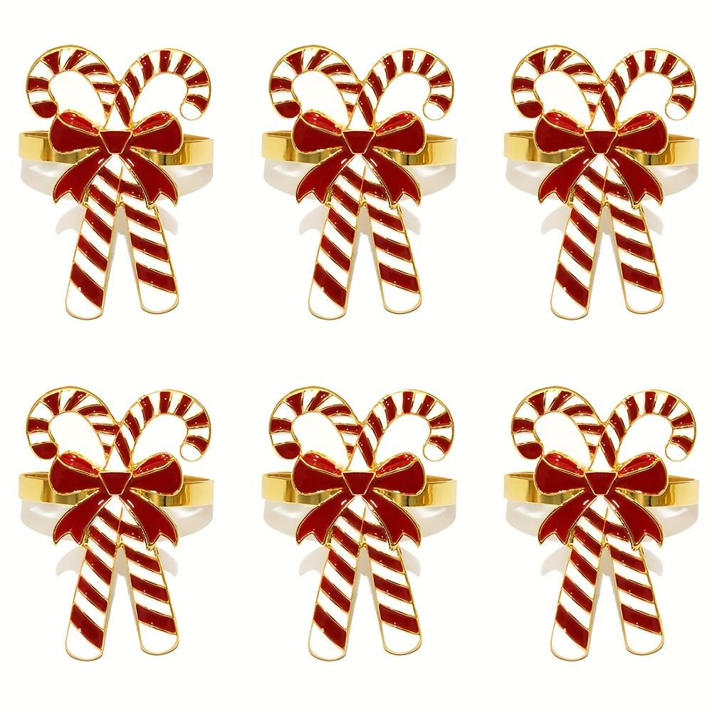 

6 шт. Элегантные красные полированные металлические кольца для салфеток - Универсальные рождественские аксессуары для сервировки стола со сложными цветочными узорами