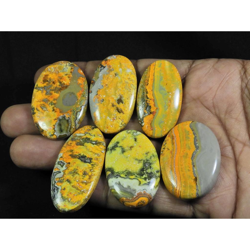 38-41MM Natural Bumble Bee Jasper Oval Cabochon Loose Gemstone 06Pcs Lot C-87