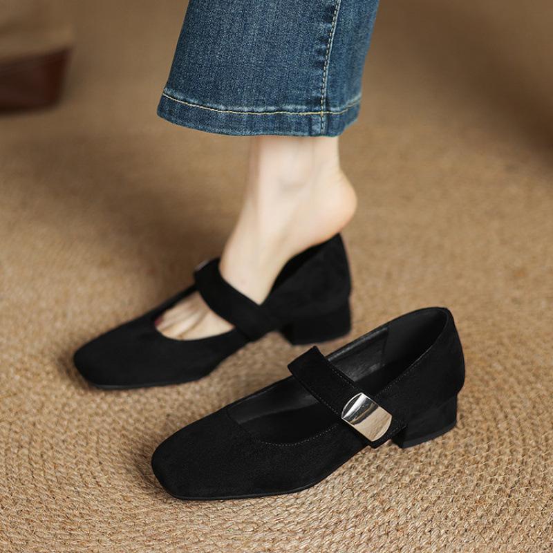 

Новая всесезонная женская повседневная обувь с пряжкой, резиновая мягкая подошва, большие и маленькие размеры, женская обувь однотонная, на низком каблуке, ленивые одинарные туфли 42 (customization is not returned or exchanged) чёрный