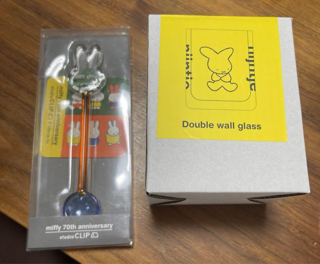 

[USED] Miffy Studio Clip Double Wall Glass with Glass Spoon