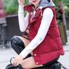 Women Casual Autumn Winter Sleeveless Warm Thicken Hooded Cotton Waistcoat Vest