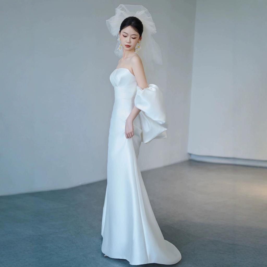 Fishtail Light Wedding Dress 1011 New Bridal Simple French Satin Tube Top Going Out Yarsene Trailing Welcome Dress