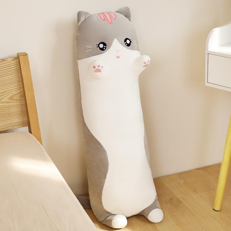 90cm-130cm Cute Giant Size Long Toy Pillow Stuffed Cat Long Throw Pillow Cushion Bed Use Home Sofa Decor Toys