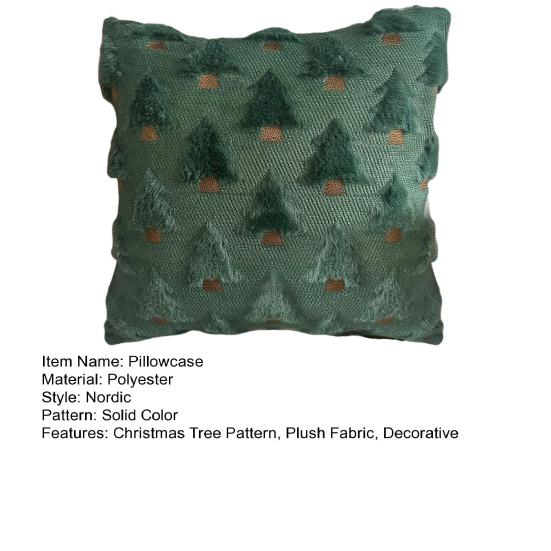 Christmas Pillowcase 3D Embroidery Tree Pattern Winter Holiday Throw Pillow Cushion Cover Festive Home Decor