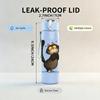 1PC Black Cat Sitting Art 750ml Color Plastic Sports Water Bottle Leakproof Flip Straw Lid Suitable for Sports Office Home Use