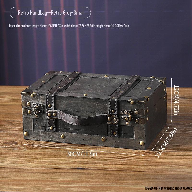 Vintage Distressed Wooden Suitcase Storage Box - Antique Style Photography Prop & Decoration