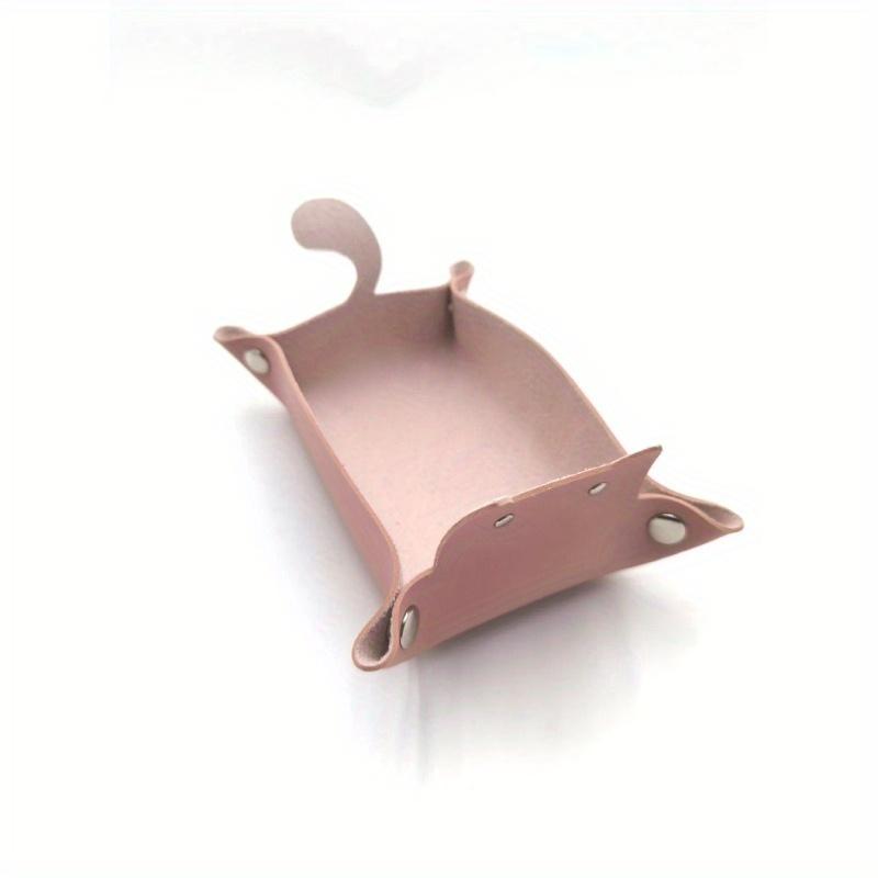 1pc Leather storage box desktop storage tray jewelry cosmetics key storage home storage basket