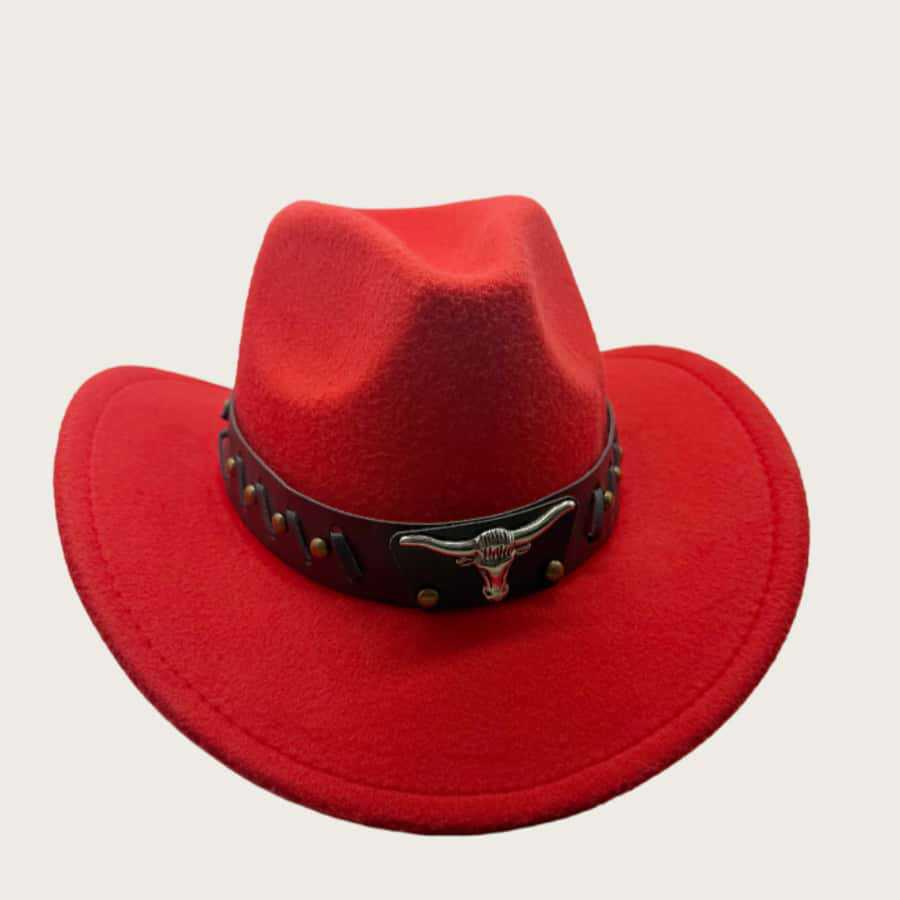 Unisex Klassischer Western Wildleder Breiter Rand Cowboyhut M (56-58cm) red