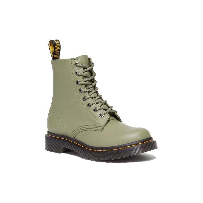 Dr. Martens Round Toe Lace-Up Chunky Heel Short Boots Women Boots Green 31693357
