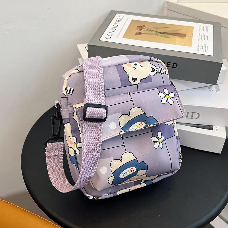 

Soft sister cartoon bag female college style student class bag cartoon small square bag lightweight shoulder messenger bag фіолетовий