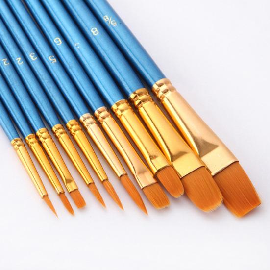 10Pcs Watercolor Gouache Painting Brushes Soft Nylon Hair Pens Art Supplies