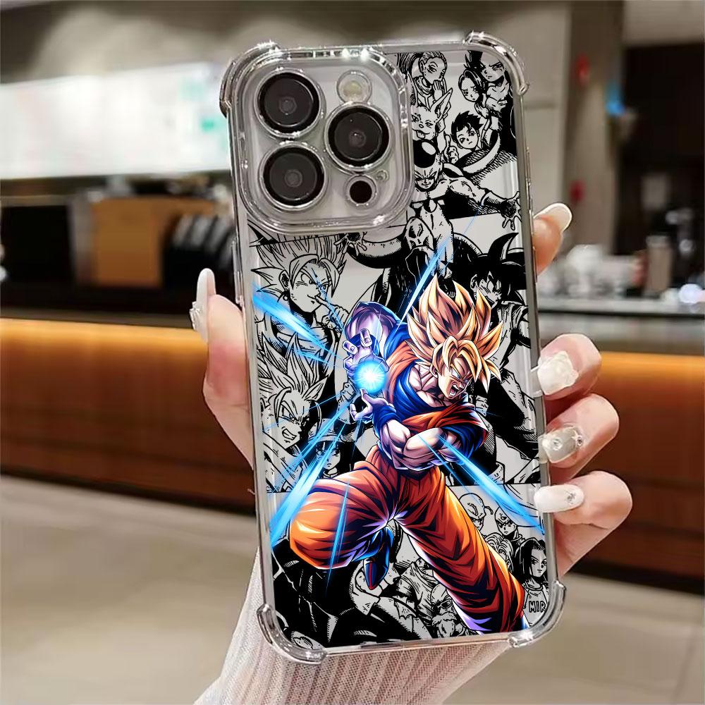 

Phone Case for iPhone 11 13 15 16 17 Pro Max 14 Plus 17Air 16E 13 Pro 12 Mini Clear Cover Anime Goku Vegeta Frieza D-Dragon Ball iPhone 13 Pro