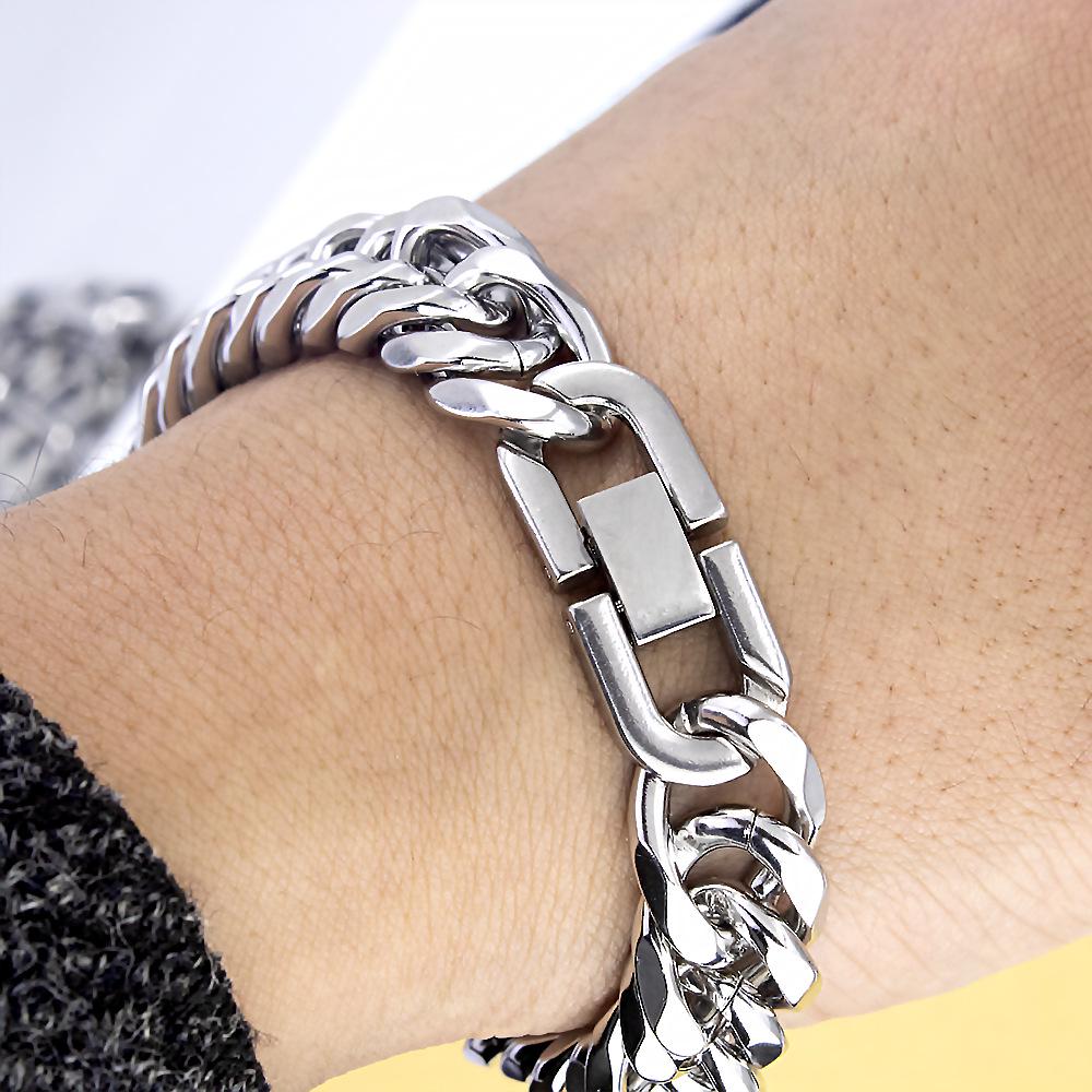 2025 Trendy Stainless Steel Necklace & Thick Macho Titanium Bracelet for Bodybuilding Enthusiasts