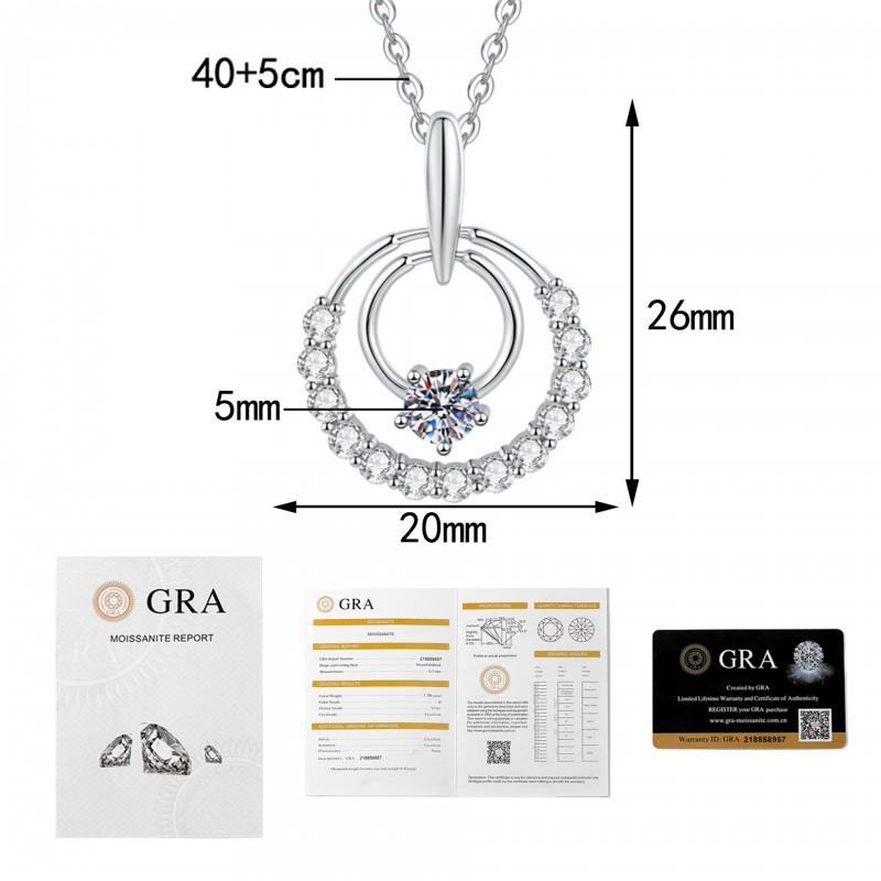 Moissanite Round Necklace Women Dainty Clavicle Chain Minimalist Ins Style Jewelry