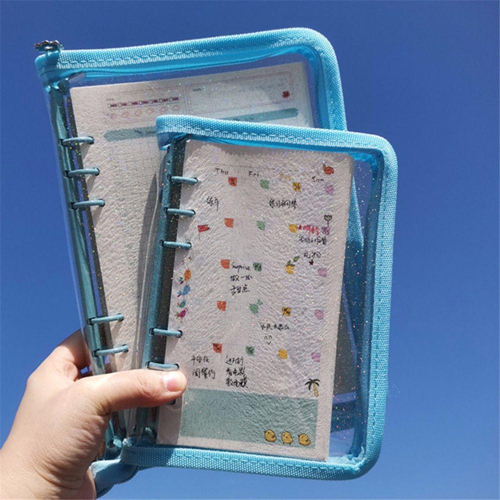 

6 Hole Binder Clip Diary Planner Handbook Notebook Pages A5/A6 Glitter Loose-Leaf Notebook Cover black-A6