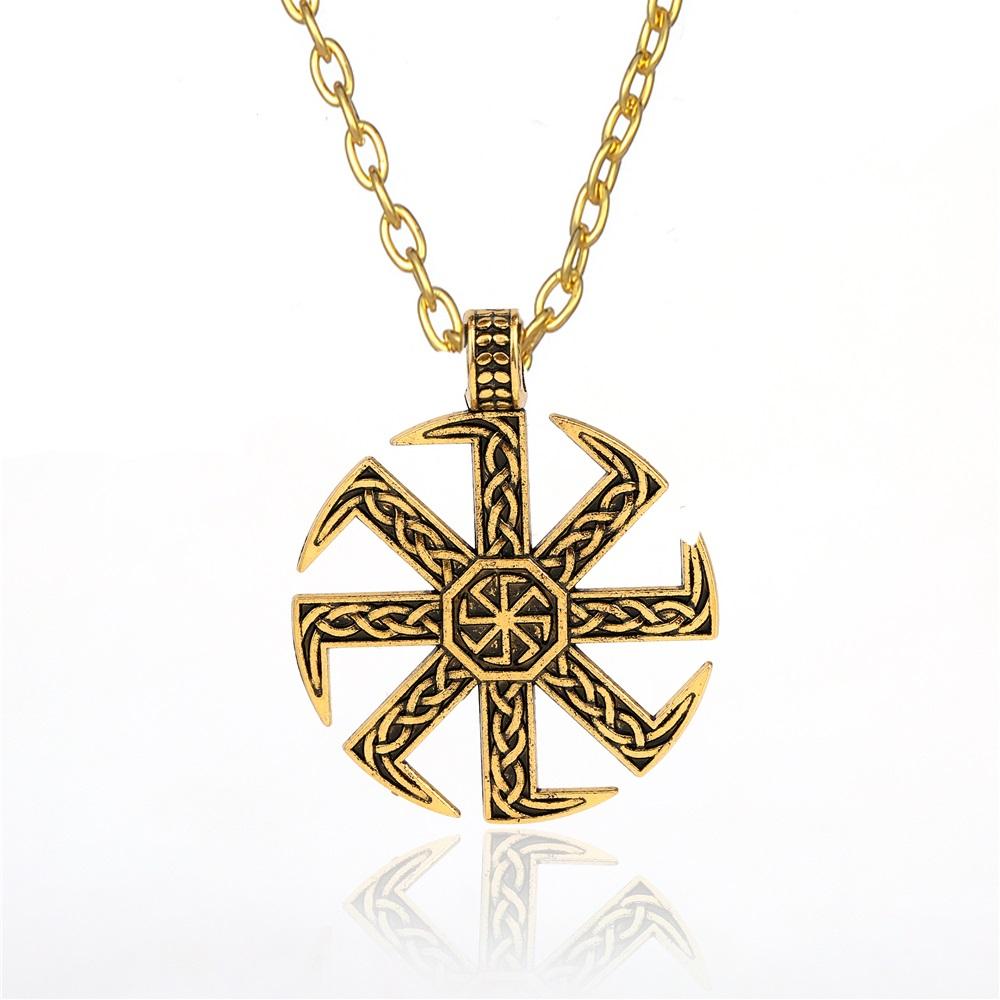 Teamer Wicca Round Necklace Men Norse Viking Runes Tree of Life Seal Pendants Wax Cord Link Chain Men's Necklace Jewelry Gifts