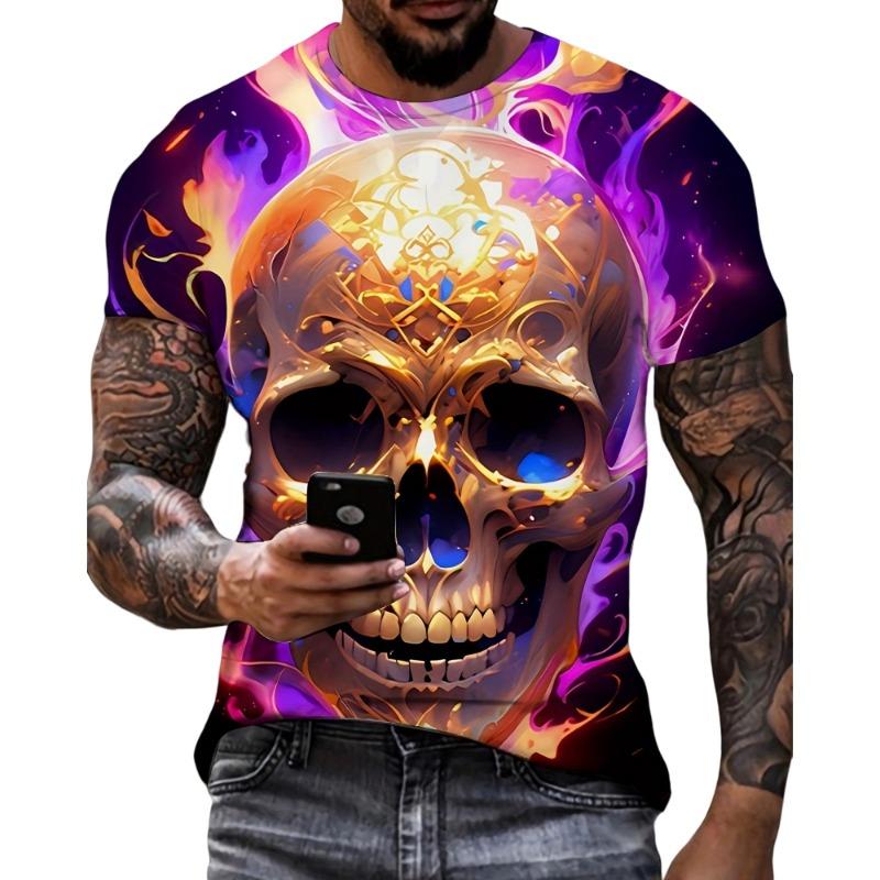 Vintage Ethnic Style Pattern Printed Men's T-Shirt Outdoor Casual Round Neck Short-Sleeved Tops Street Male Oversized Clothing