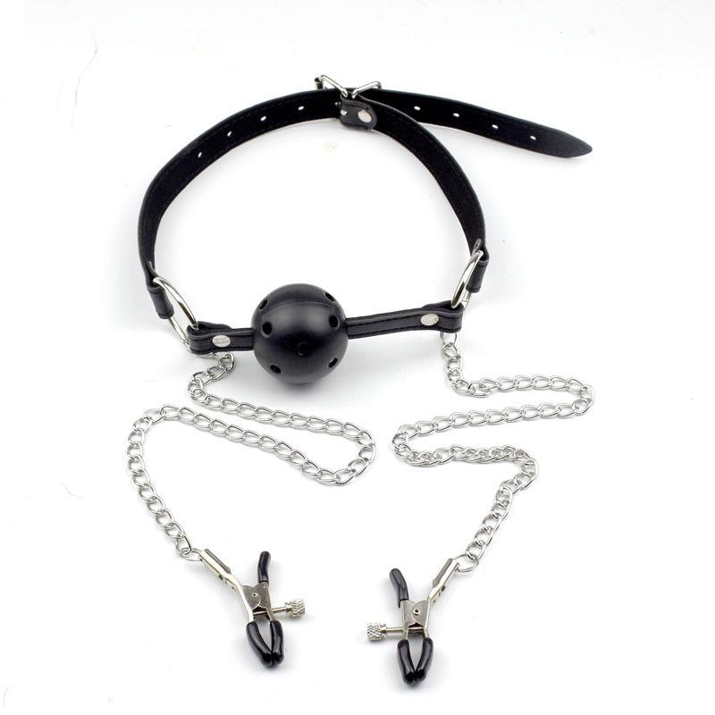 Haqi Leather Nipple Clamps & Chain Set for Couples - Black/Red/Pink Adult Toys