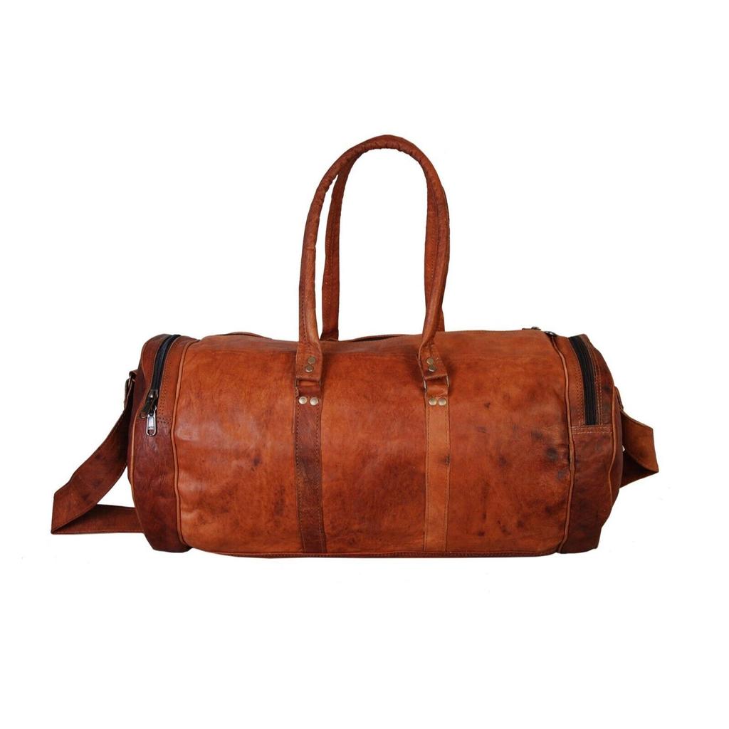 New Goat Leather Duffle Travel Luggage Gym Vintage Genuine Weekend Overnight Bag