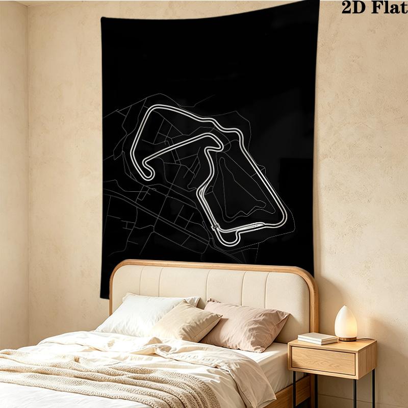 F1 Track Map Wall Tapestry Aesthetic Wall Hanging Printed Fabric Blanket Decorative Tapestries For Bedroom Living Room Home Decor