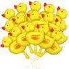 15 Bucăți Mini Balon Rață Baloane Folie cu 1 Rulouri Panglici Aurii pentru Petrecere de Ziua de Naștere Baby Shower Decorare