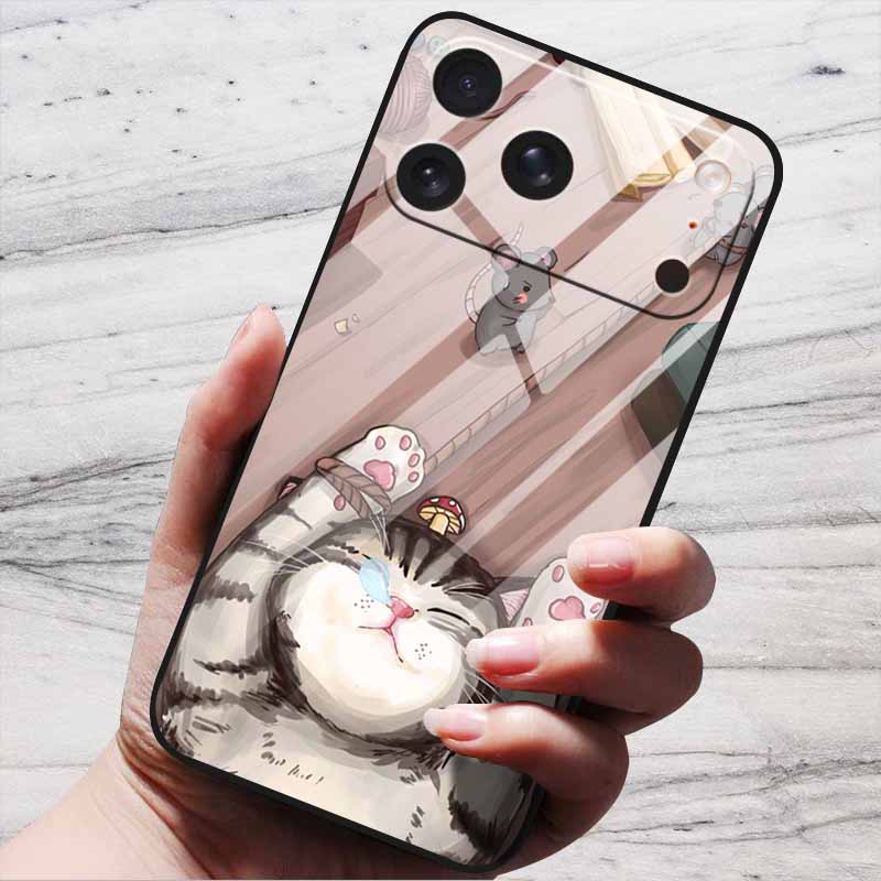 Cute Case For iPhone 17 Pro Plus Capa 17 Pro Max Bumper Luxury Tempered Glass Hard Back Cover iPhone17 Air Funda Animal Patterns
