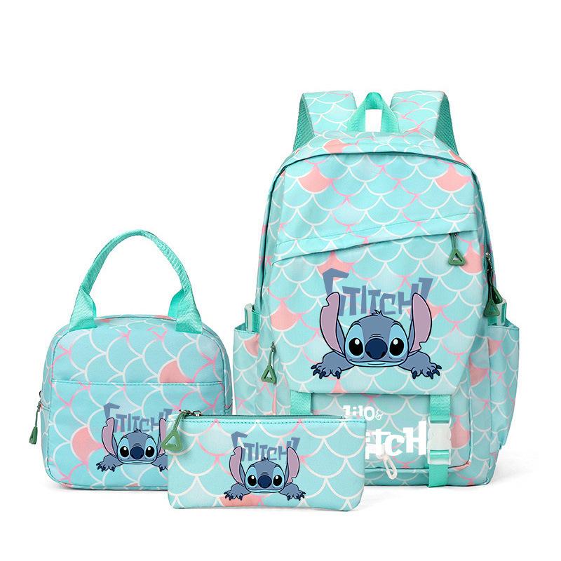 Student Schoolbag Three-Piece Large-Capacity Backpack Lunch Bag Pencil Case Diy