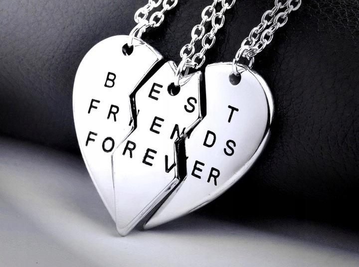 Naszyjnik Przyjaźni Serce Best Friends Damski 3W1 Zestaw Srebrny Forever