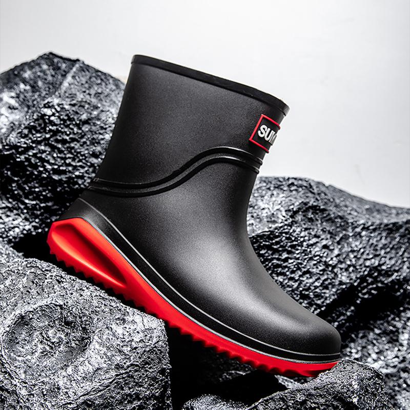 Fashion Short Tube Rain Shoes Men's Rubber Boots Waterproof Platform Booties Outdoor Non-slip Rain Boots Men Kitchen Working Rain Boots