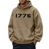 1776 Bedruckter Buchstaben Hoodie Herren und Damen Übergröße Herbst und Winter Gefütterter Lockerer Pullover Einfach Großzügig Herrenbekleidung Bequem Lässig