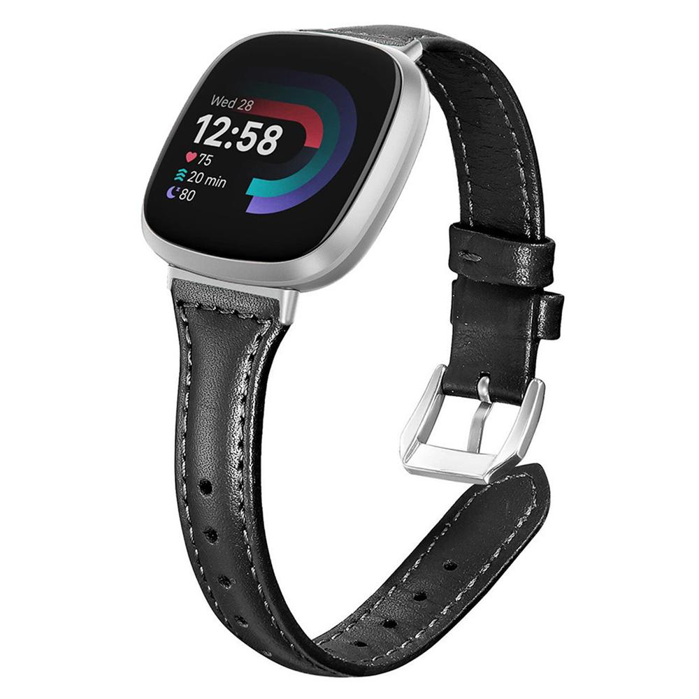 

For Fitbit Versa 3/4 Watch Strap Genuine Cow Leather Adjustable Wrist Band Baby Blue