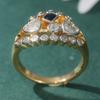 Exquisite Two Color Inlaid Blue White CZ Heart Women's Ring Geometry Daily Wear Party Jewelry
