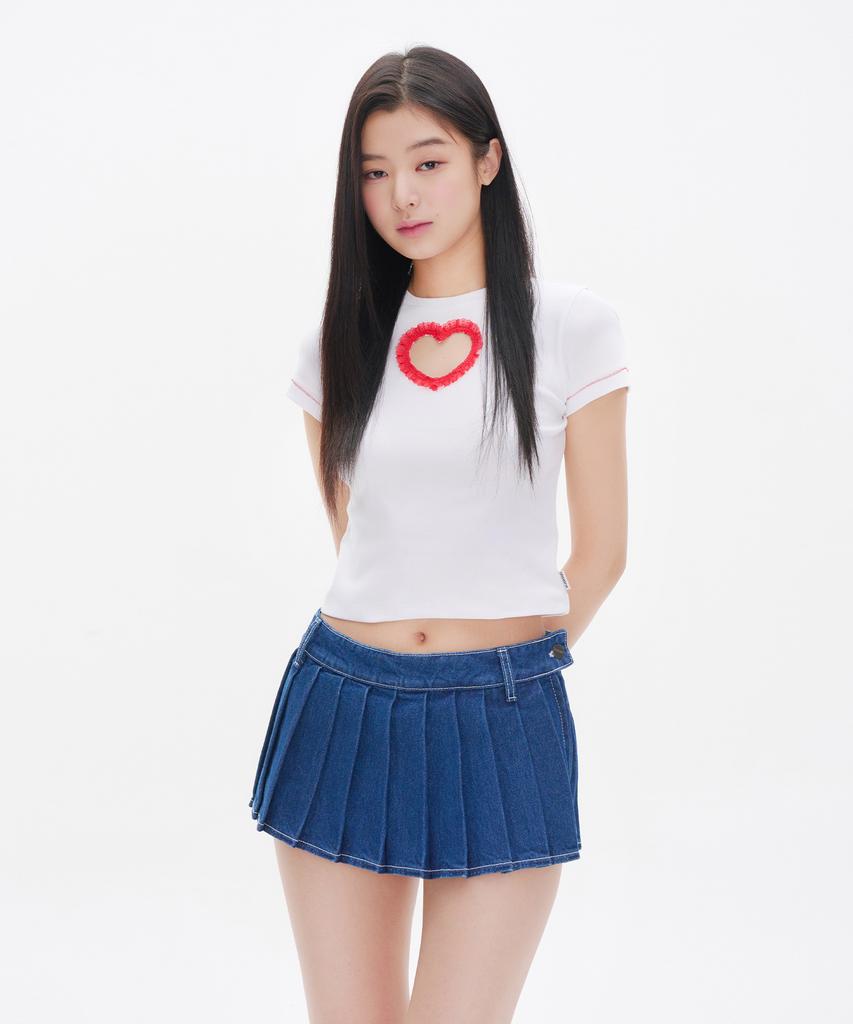 YOUHEE Heart Cutout Lace T-Shirts White