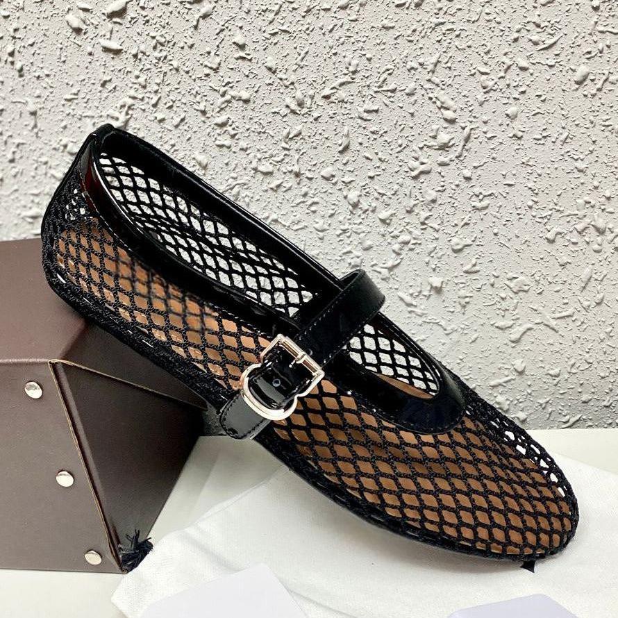 

Модные новые дизайнерские сетчатые балетки женские мэри джейны с вырезами летние балетки женские с ремешком на щиколотке дышащие мокасины zapatos de mujer 2025 36 чёрный