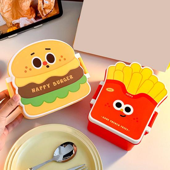 Yousheng Lunch Box Hamburger Chip Shape Food Grade Safe Airtight Leak-Proof Food Container Office Lunch Freshness Preserving Lunch Box