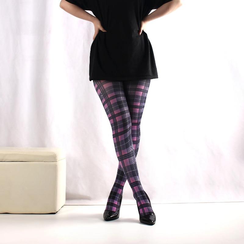 Patroon Gedrukte Retro Panty's Voor Vrouwen 17 Stijl Patroon Panty's Vrouwelijke Lente Nieuwe Ster Ruit Lange Sokken Kleur Panty's One Size black