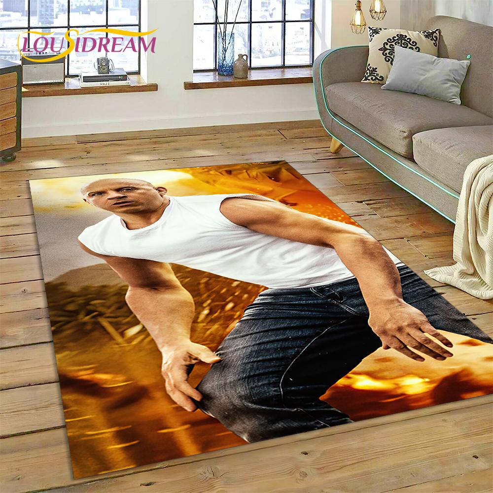 Alfombra para el Suelo más Reciente de la Película Fast & Furious X 10 Vin Diesel para Sala de Estar, Dormitorio, Decoración del Hogar, Decoración Antideslizante para Sofá, Felpudo