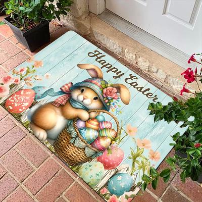 1 Pièce Tapis de Cuisine Anti-Fatigue Impression Lapin de Pâques Imperméable Antidérapant Épais Rembourré Tapis de Cuisine Robuste Confort Tapis pour Debout pour Cuisine Salle de Bain