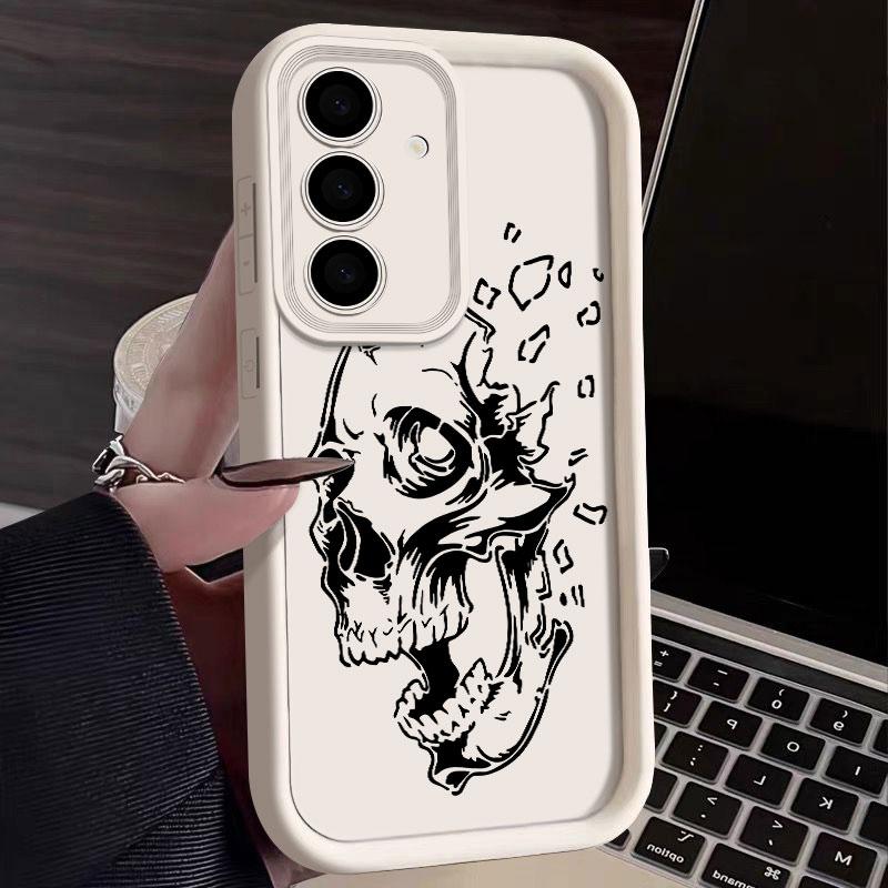 Phone Case For Samsung S26 S25 S24 S23 S21 S20 Ultra Horror Black Skull Skeleton Funda For Galaxy S25 S24 FE S26 Plus Soft Cover