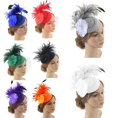 Hair Accessories Clip Mesh Feather Fascinators Flower Hats Party Headwear Bridal Wedding Headband