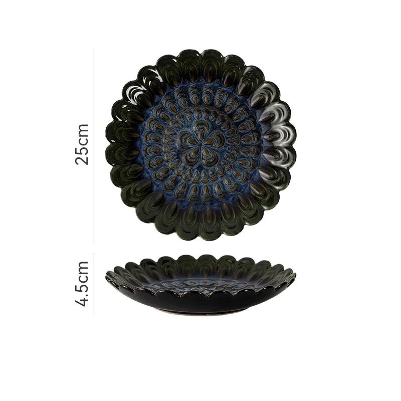 Ceramiczne talerze w stylu japońskim Kreatywne Retro Płatki Restauracja Talerz na stek Sałatka Naczynia domowe Deser Owoce Zastawa stołowa 10 cali