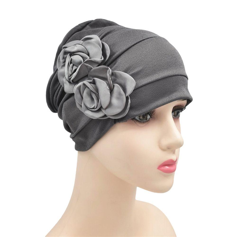 

Muslim Hijabs Chemo Cap Turban Ladies Rose Flower Hijab Head Wrap Turban Caps Head Scarf Wrap бежевый