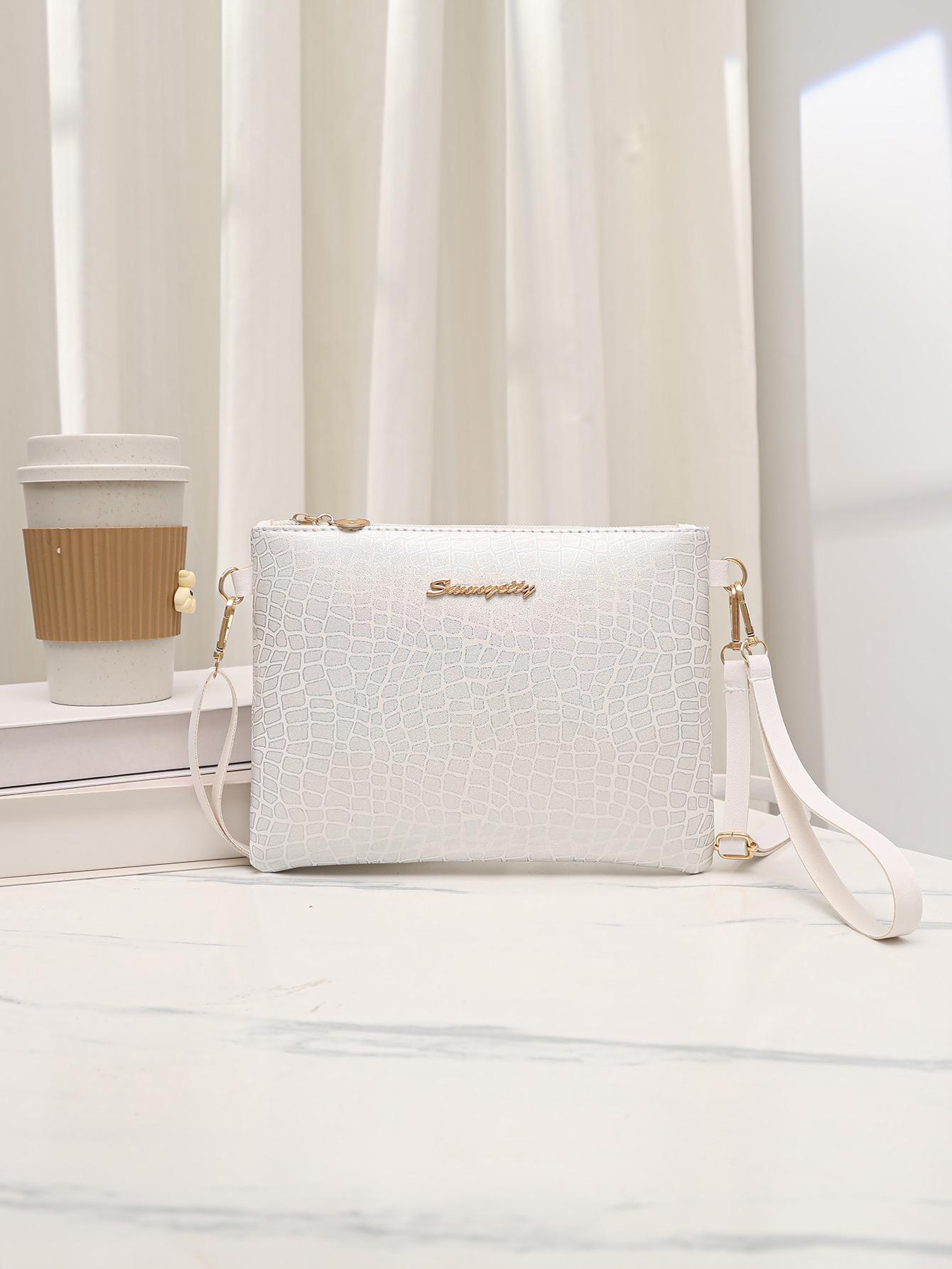 Casual Texture Crossbody Bag, New Pattern Shoulder Bag, High-end White, Off White, Urban Simplicity