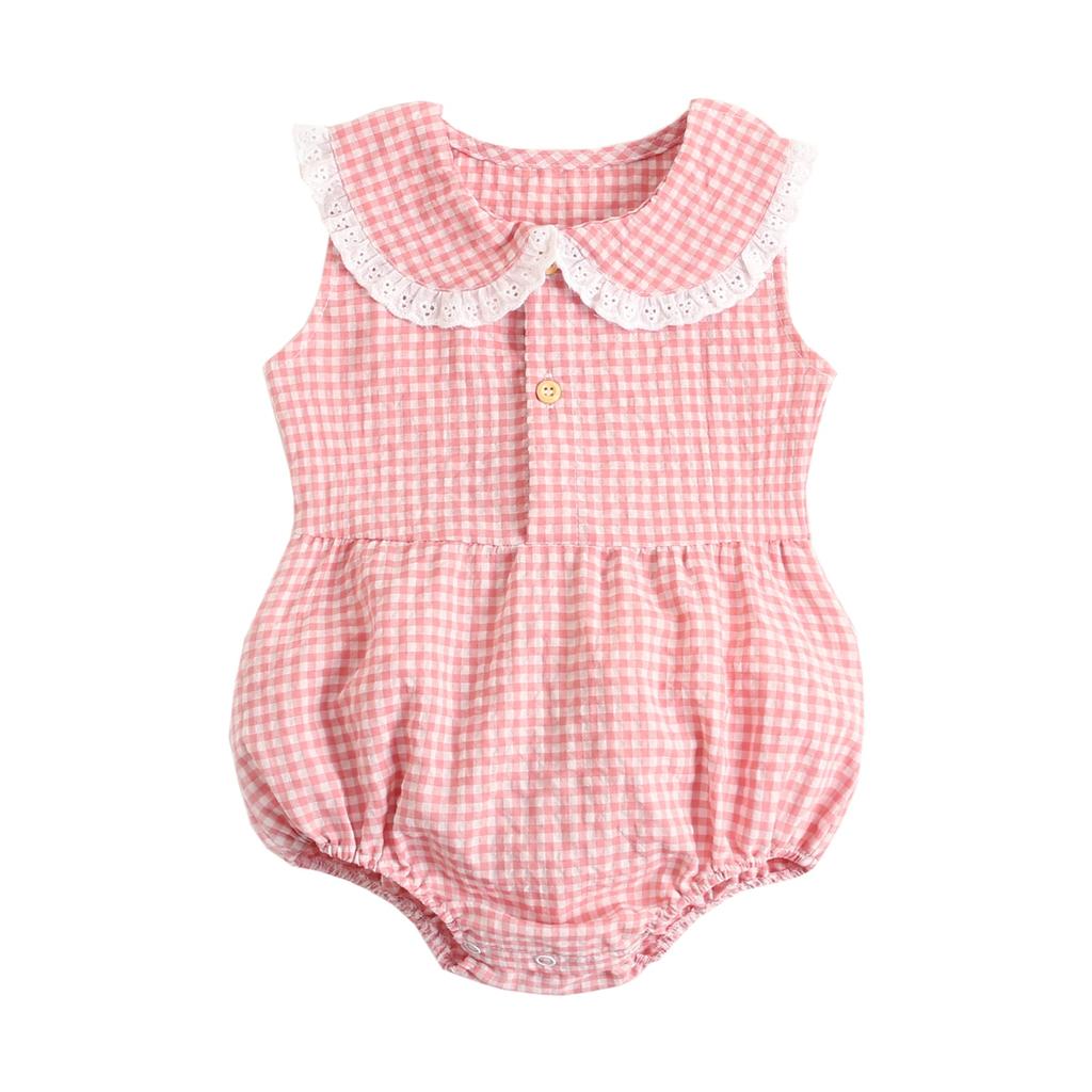 Summer Cotton Baby Bodysuit Newborn Cute Plaid Clothing for Baby Girls Sleeveless Princess Toddler Infant Bodysuits