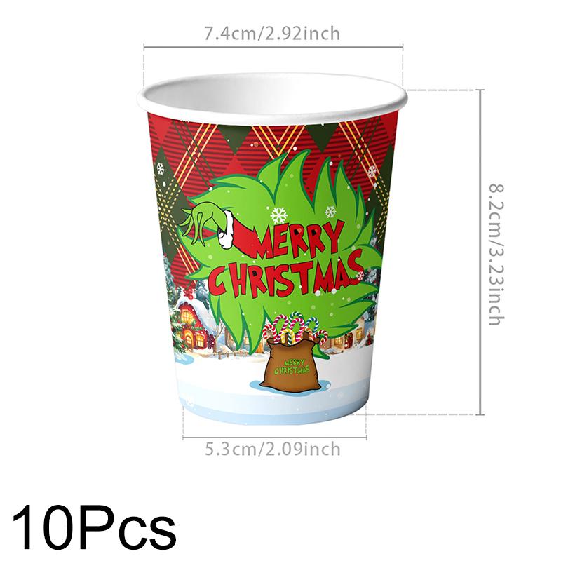 1Set Disposable Tableware Set Spoon X-mas Party Decorations Party Supplies Fork Happy New Year Paper Plates Merry Christmas