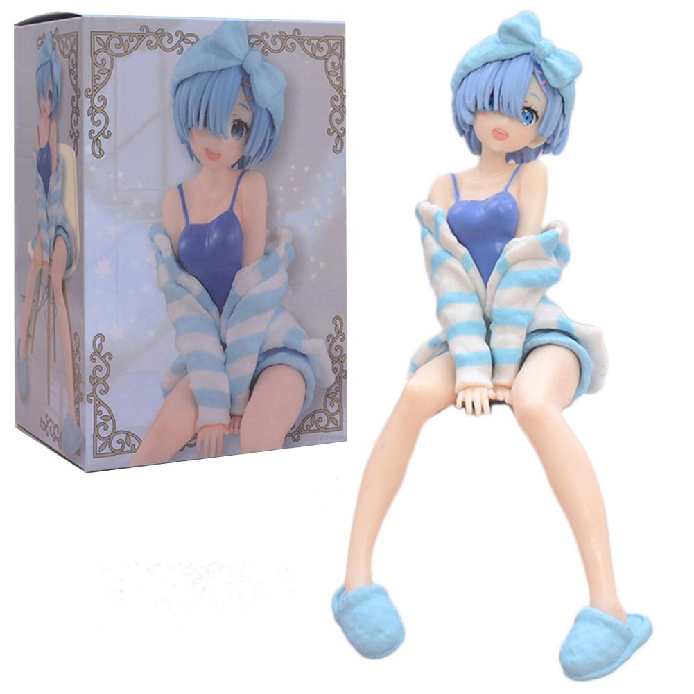 RE:0 Anime Figure Ram And Rem Pajamas Instant Noodles Press Ram Action Figure Rem Figurine PVC Collectibles Statue Gifts 15.5cm