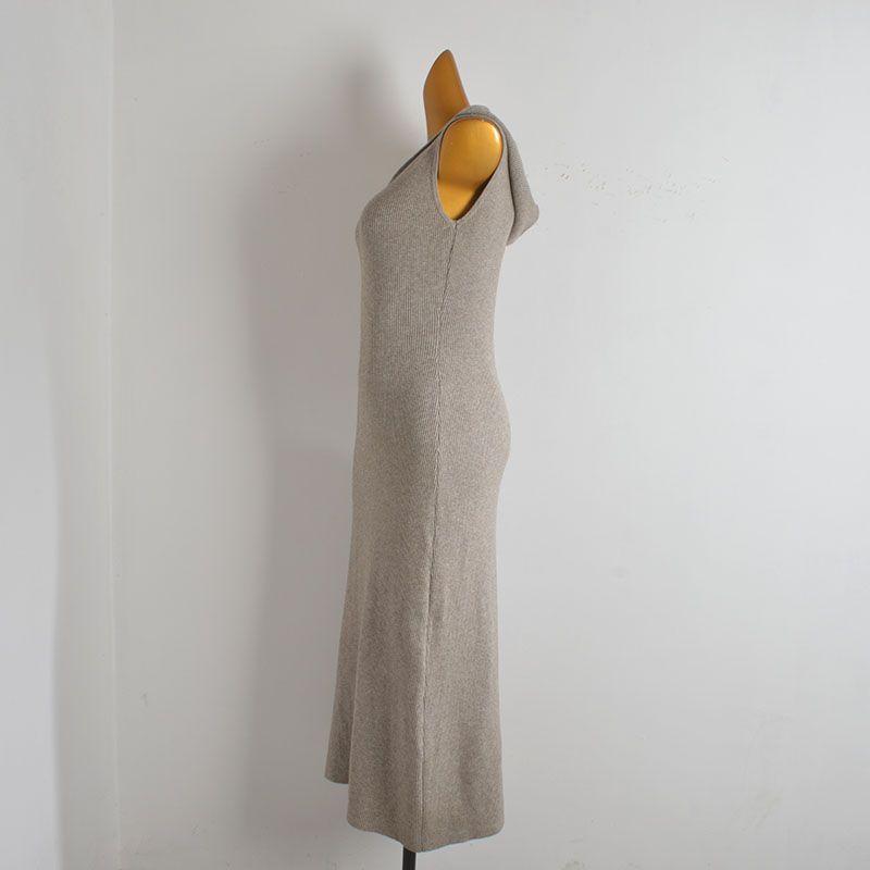 French Sexy Hooded Knitting Dress Women's Spring & Fall New Arrival Pure Color Sexy Waist-Tight Slim Looking Sleeveless Long Jumper Dress