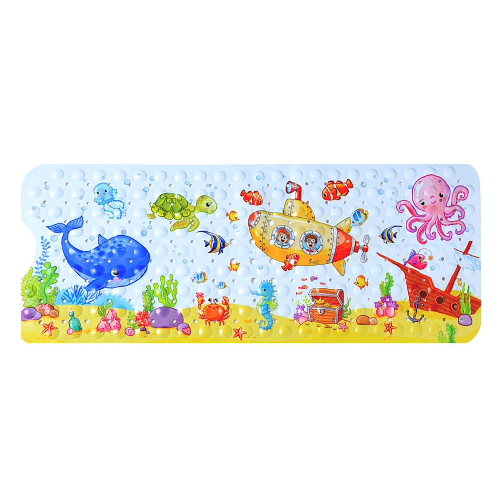 

Cartoon Baby Bath Mat, Kids Bathtub Mat Non Slip For Toddler Bath Shower Slip, 39.37In X 15.75In With Holes And Suction Cups Machine Washable One Size